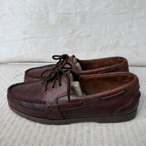 Cary Mens Leather Moccasin Boat Shoes Brown Size 9.5 M Made In China